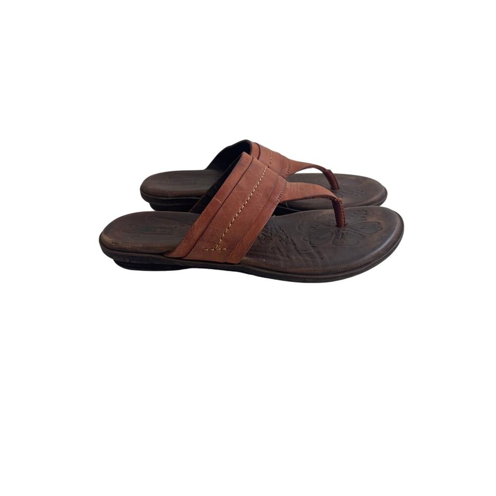 Born Leather Thong Sandals Brown Comfort Flip Flops Size 6 - Picture 6 of 6